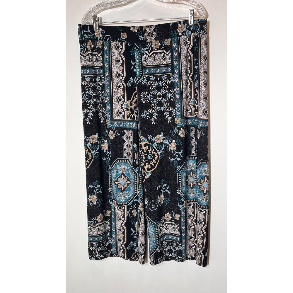 Chico’s Wide Leg Crop Pants Stretchy Comfy Flowy Boho‎ Women’s Size 12 Chico’s 2